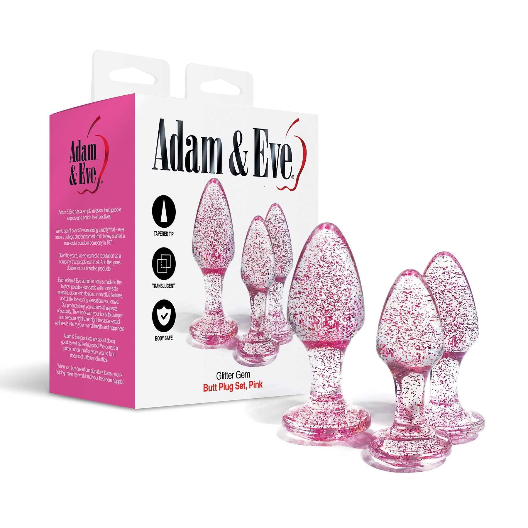 Glitter Gem Butt Plug Set pink product package
