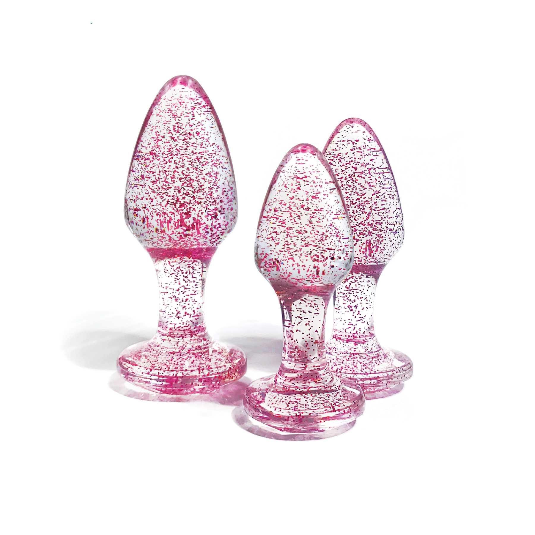 Glitter Gem Butt Plug Set pink