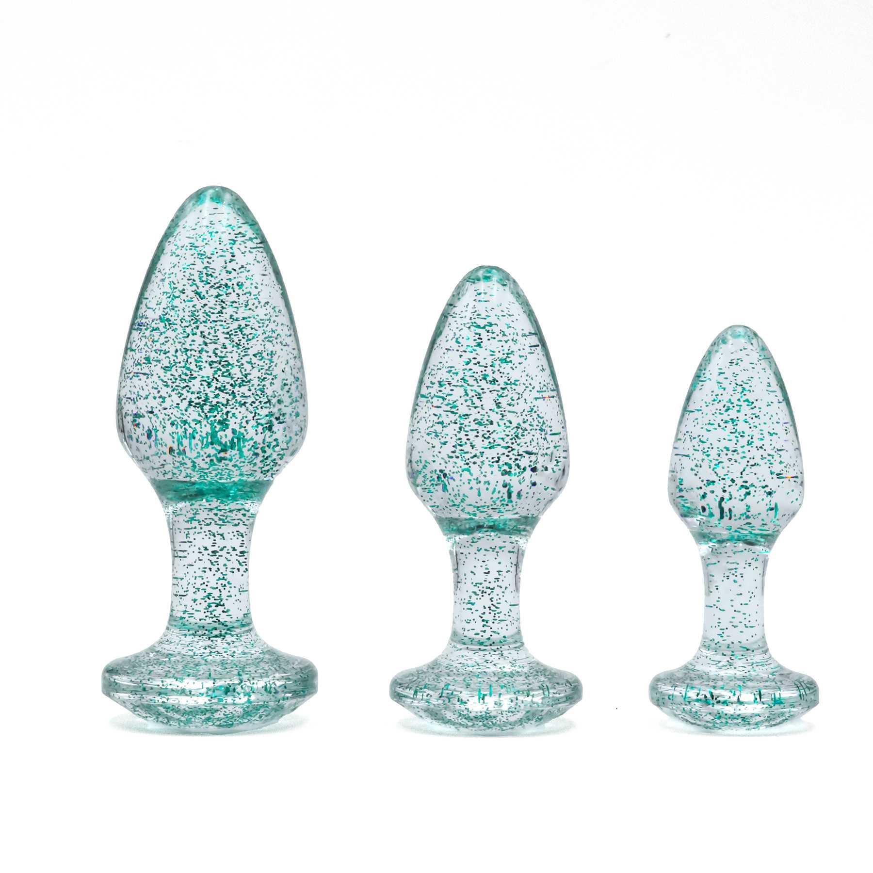 Glitter Gem Butt Plug Set blue