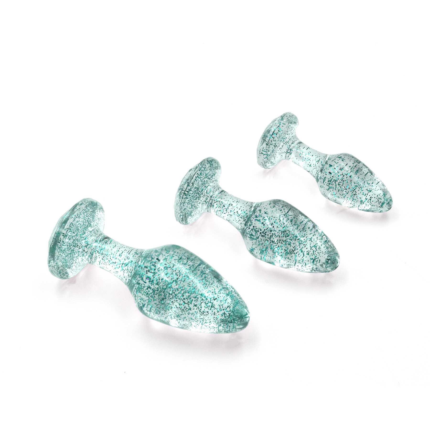 Glitter Gem Butt Plug Set blue