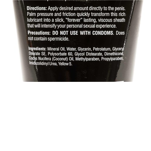 Swiss Navy Masturbation Cream 5 fl oz. back of bottle instructions