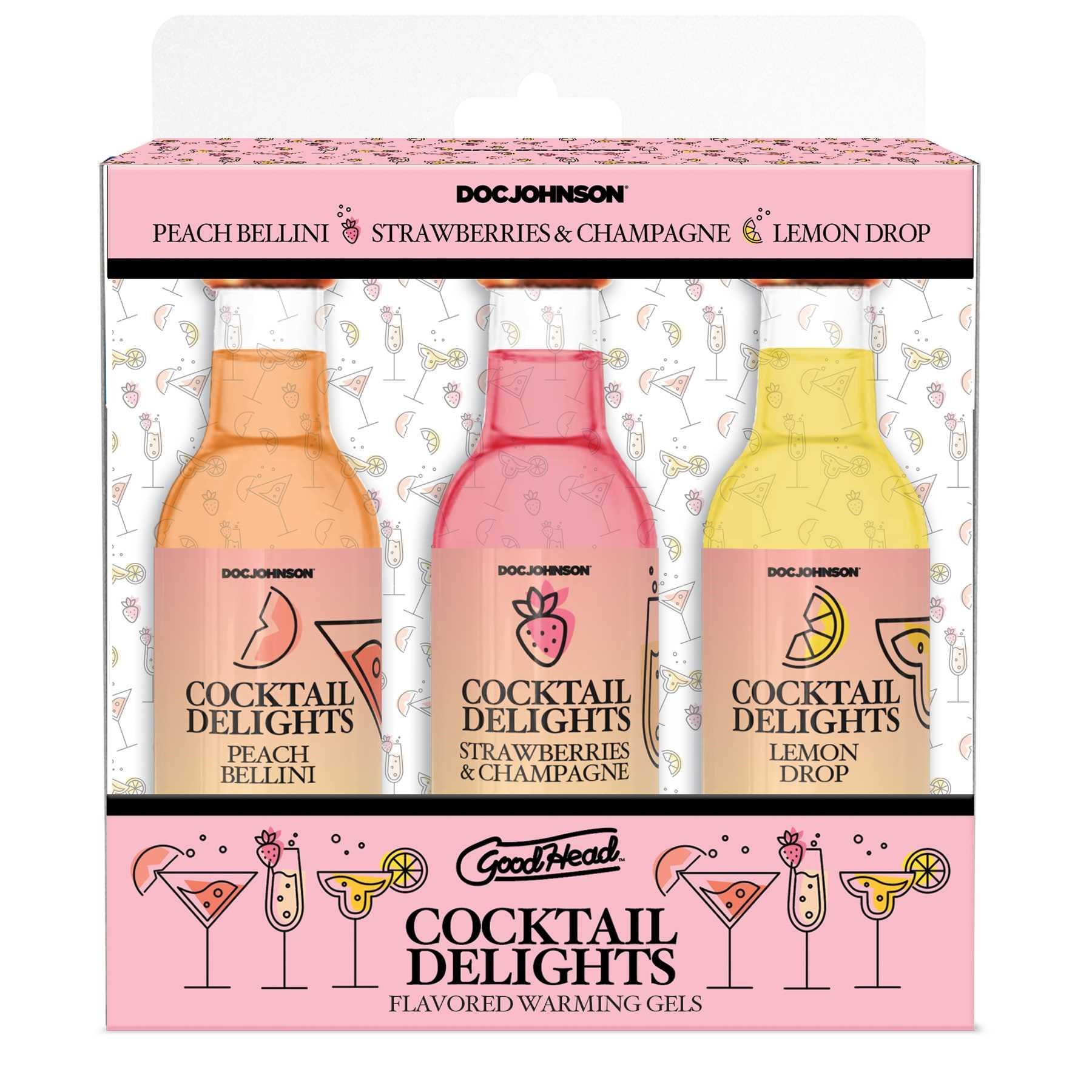 GoodHead cocktail Delights peach Bellini, Starwberry & Champagne lemom drop package