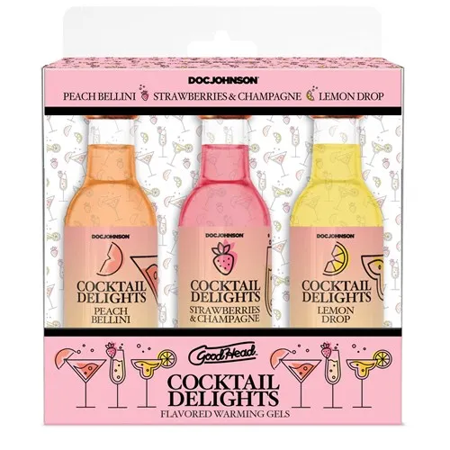 GoodHead cocktail Delights peach Bellini, Starwberry & Champagne lemom drop package
