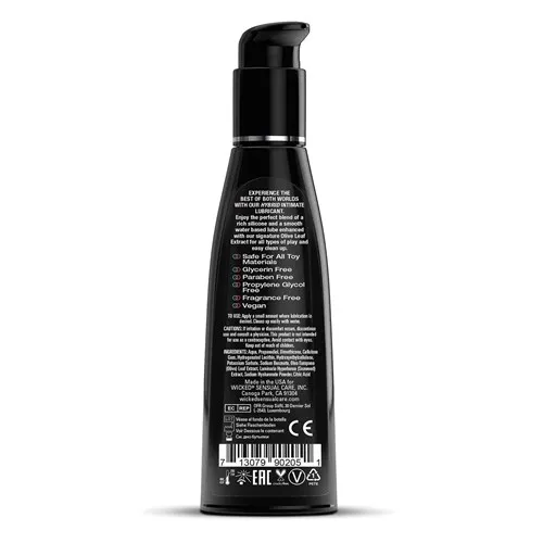 Wicked Hybrid Lubricant 4 ounce back of bottle
