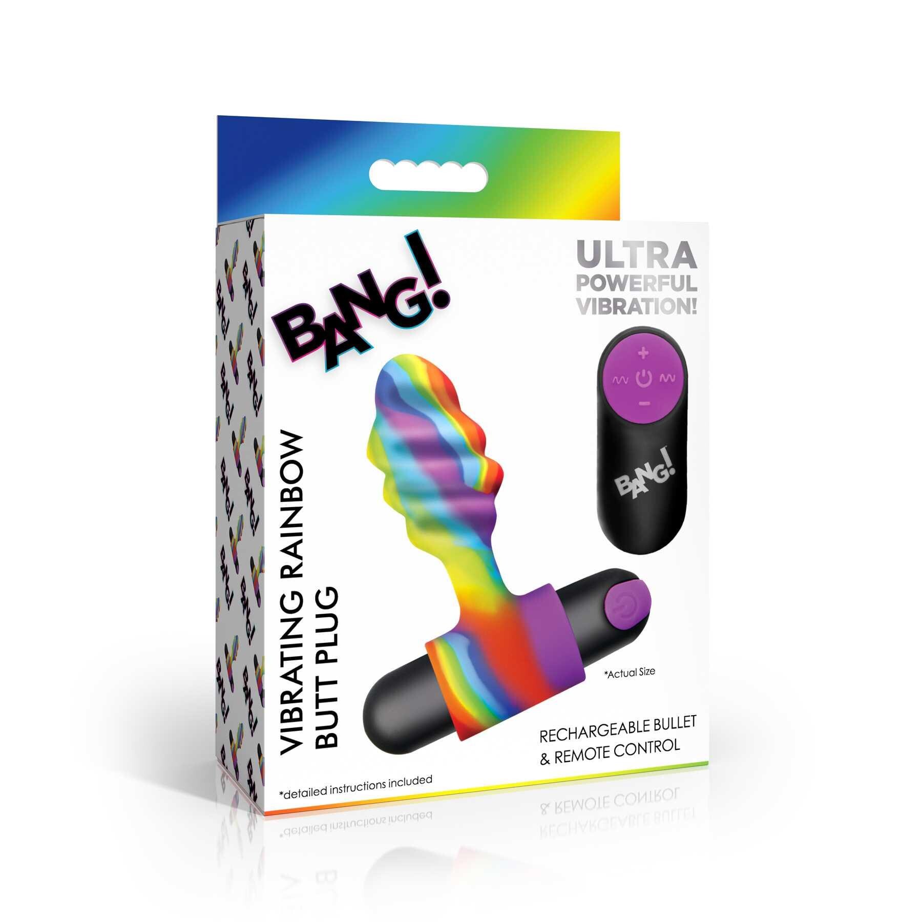 Bang! Vibrating Rainbow Butt Plug packagr