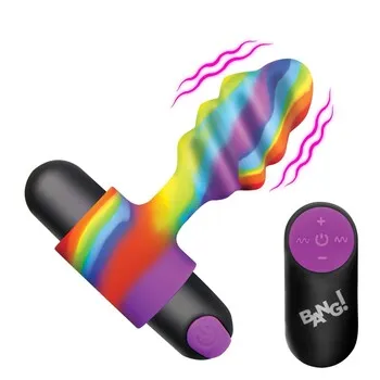 Bang! Vibrating Rainbow Butt Plug